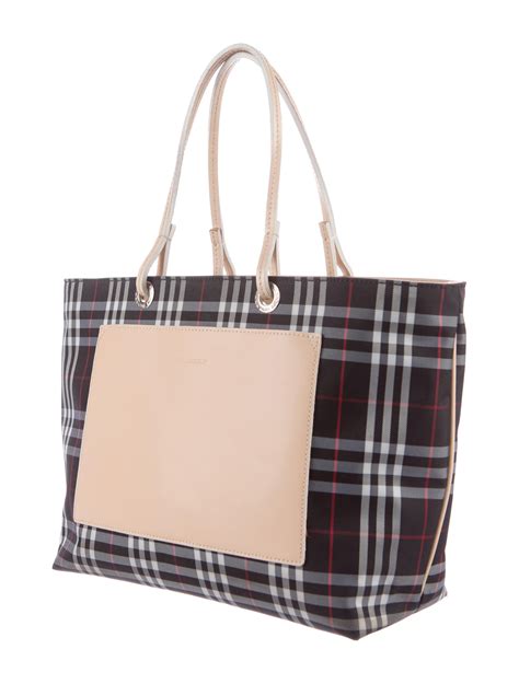 burberry london leather-trimmed nova check tote|burberry nova check tote discontinued.